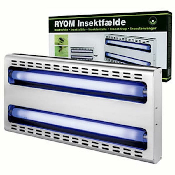 Insektfelle med 2x15W UV LED lysrør og limplate - Ryom