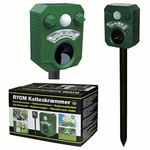 Katteskremmer m/solcelle Sensor Ultralyd Blits - Ryom